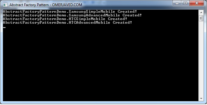 Abstract Factory Pattern Output